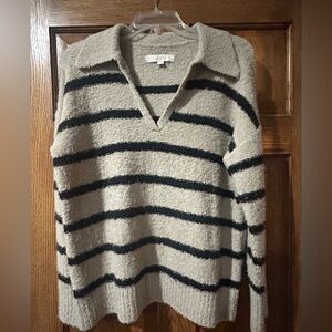 Loft tan/black stripe sweater